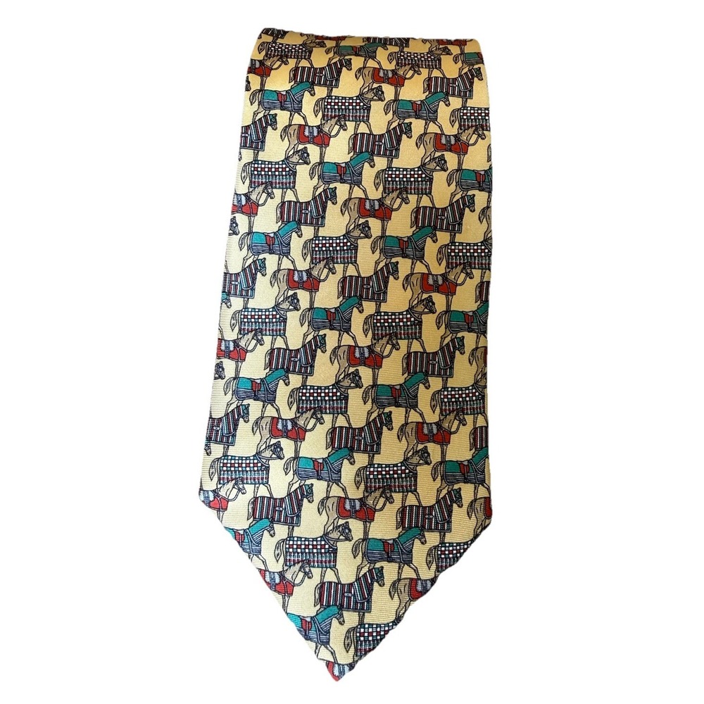 Robert Talbott Silk Tie Horse Print Made in Italy Equestrian Novelty Necktie